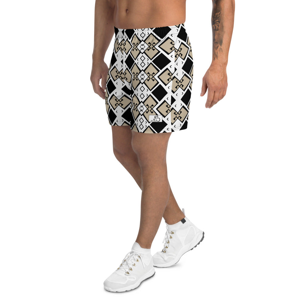 Aztek Print Men's Athletic Shorts - White