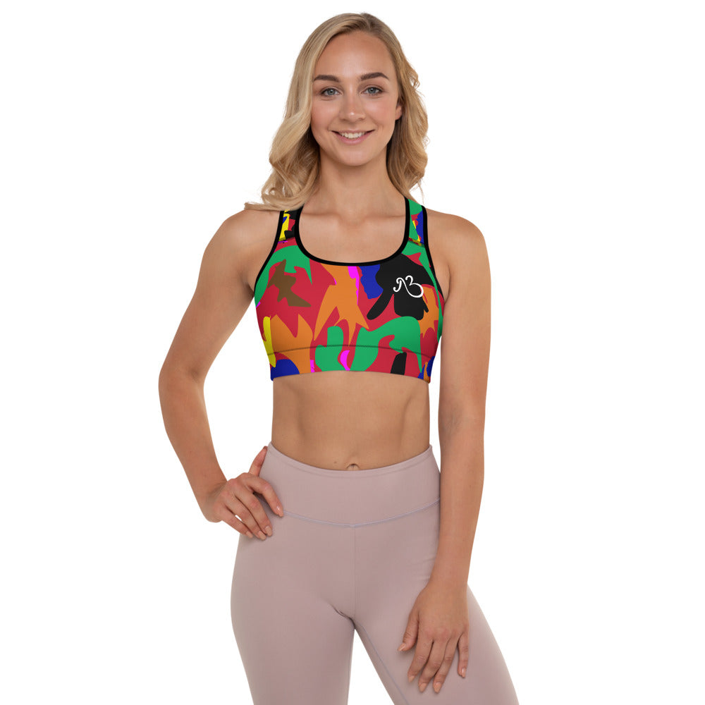 AfriBix Camo Padded Sports Bra - Red