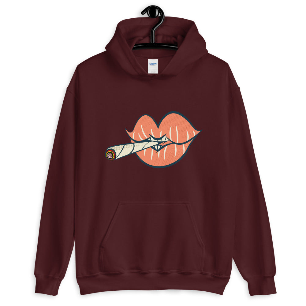 Puff on Dis Graphic Lips Comfortable Unisex Hoodie