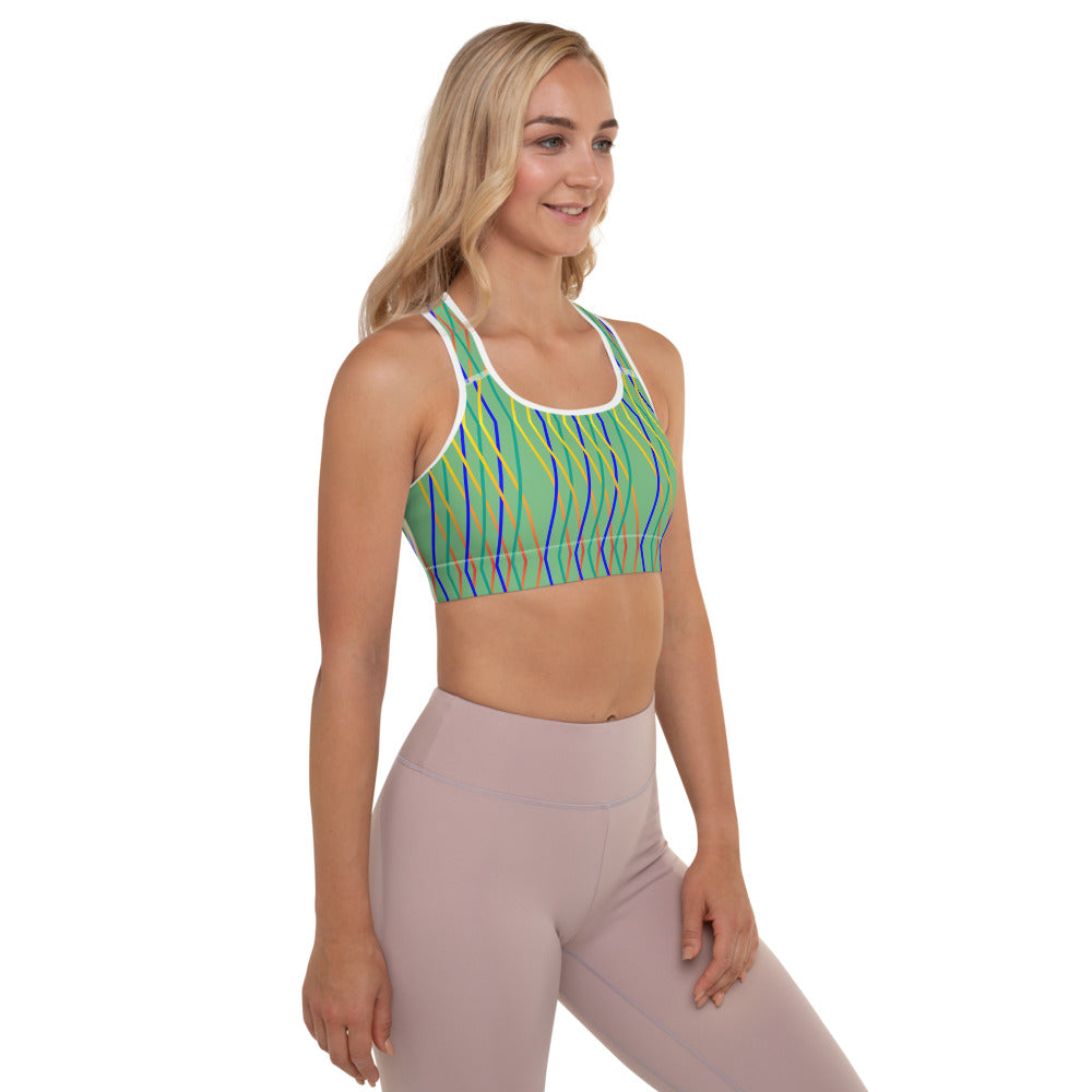 Constellation Print Padded Sports Bra - Aqua