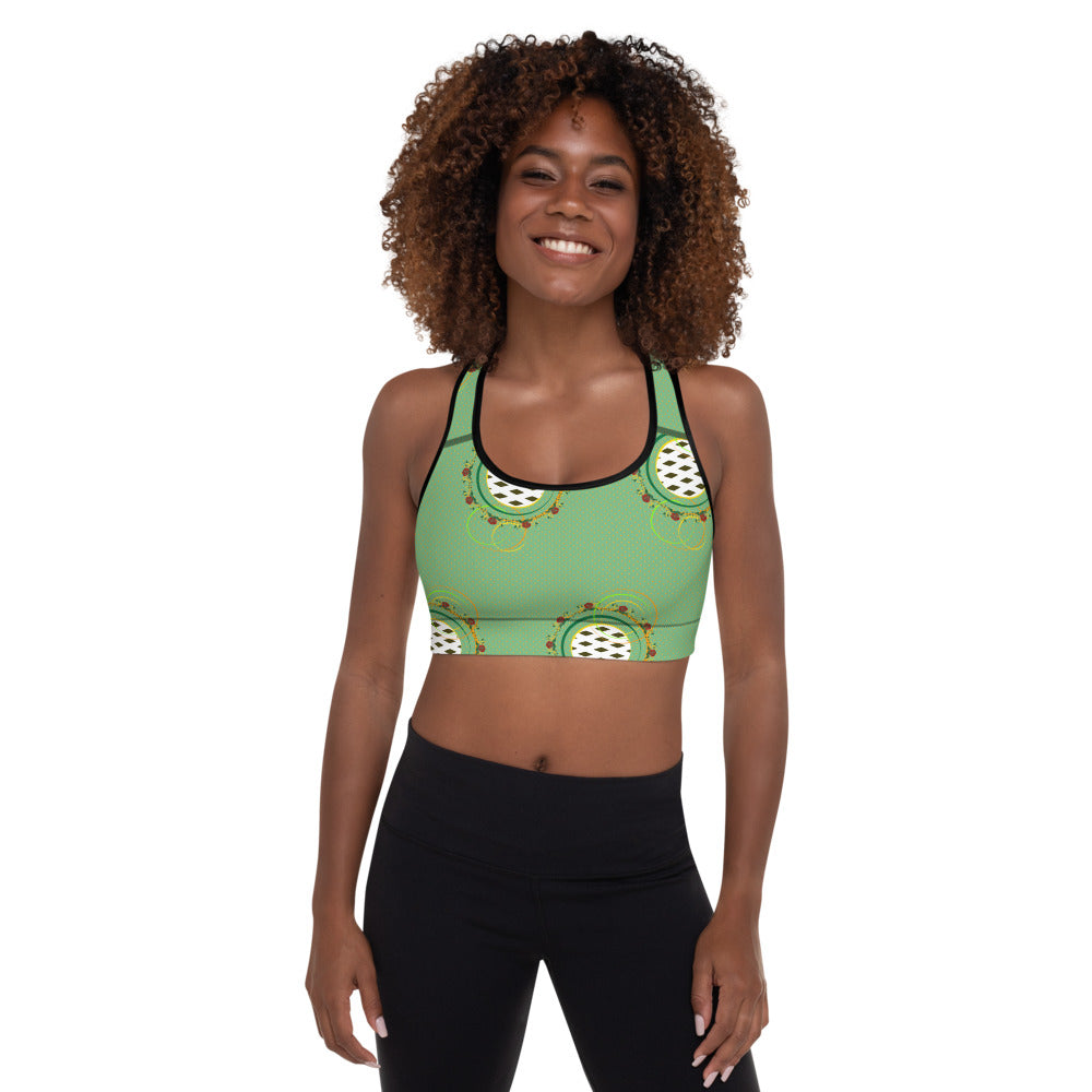Adaeze Print Padded Sports Bra - Aqua