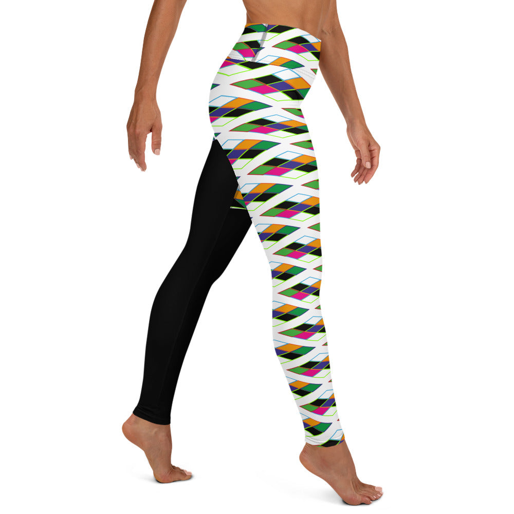 Pyramid Print Fringe Leggings- Snow
