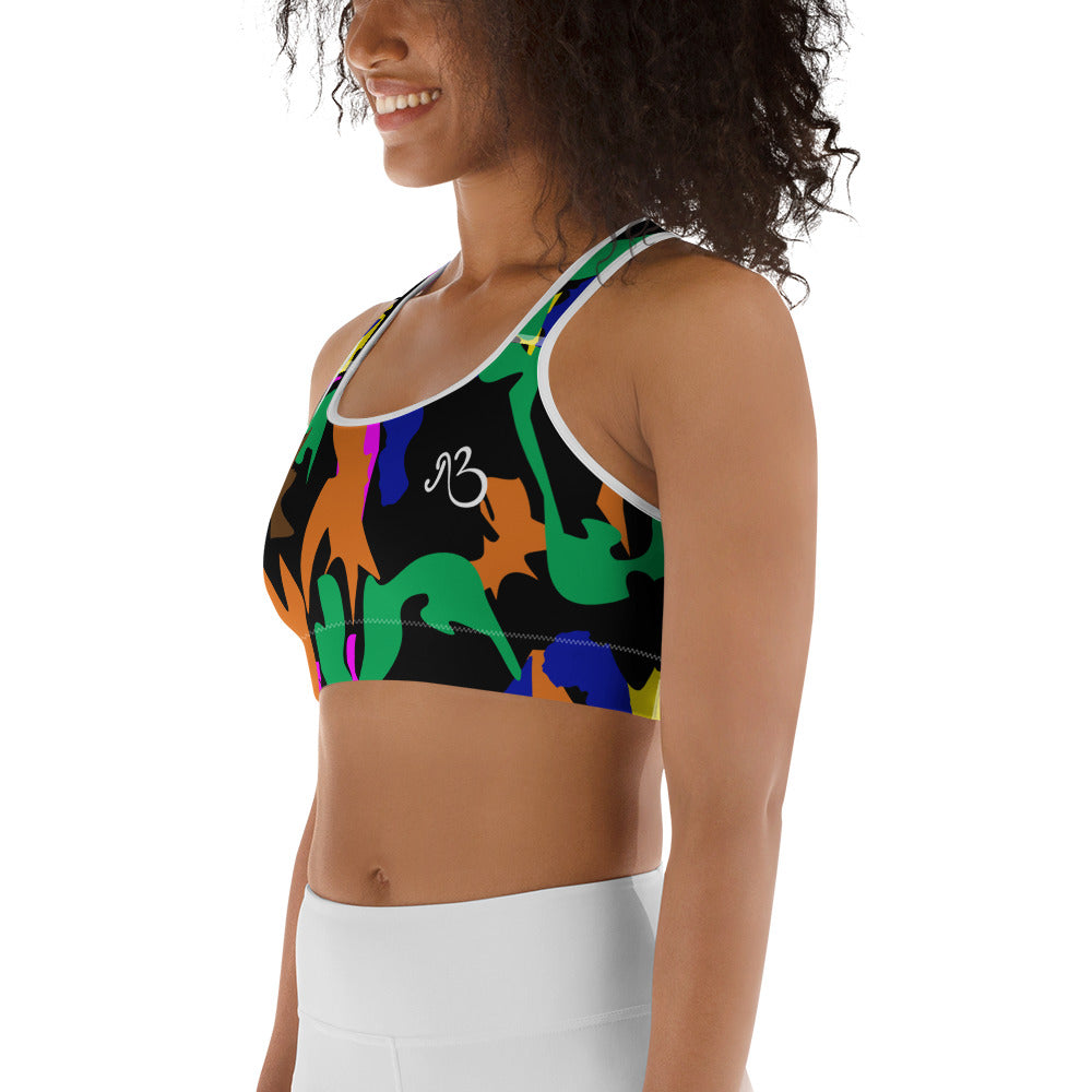 AfriBix Camo Print Sports Bra - Noir
