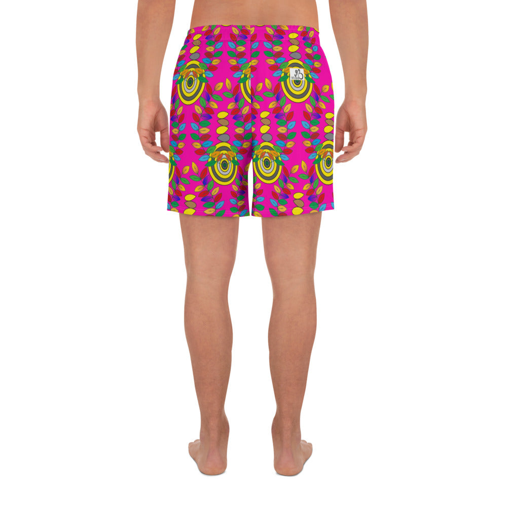 Flower Print Men's Athletic Shorts