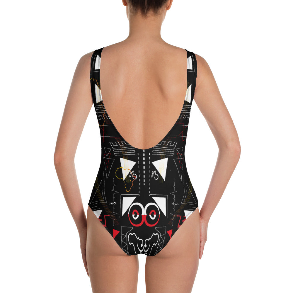 Linear One-Piece Swimsuit