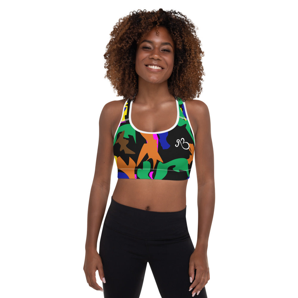 AfriBix Camo Padded Sports Bra - Noir