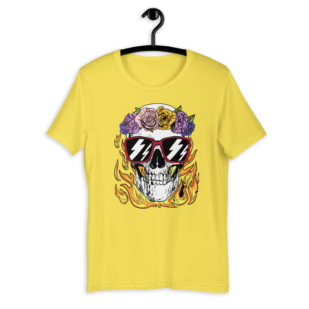 Calm and Collected Graphic Skull Short-Sleeve Unisex T-Shirt