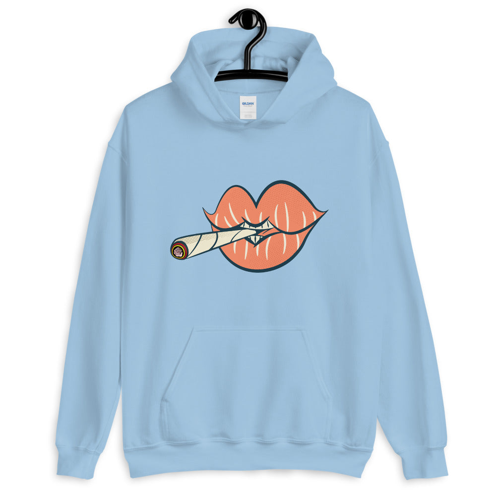 Puff on Dis Graphic Lips Comfortable Unisex Hoodie