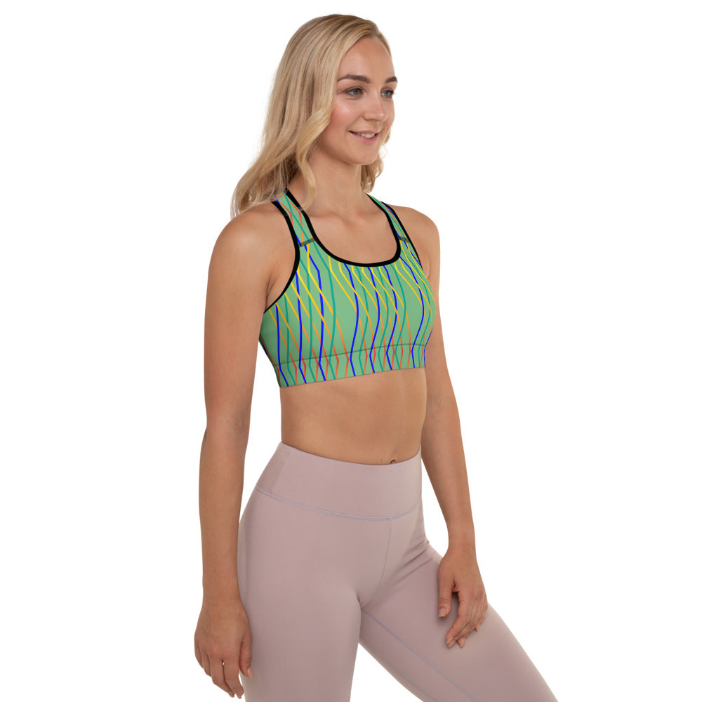 Constellation Print Padded Sports Bra - Aqua