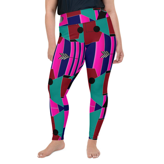 AfriBix Gallery Print Plus Size High Waist Leggings - Pink