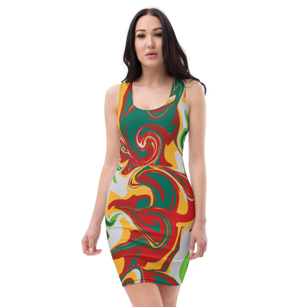 AfriBix Limited Edition Festive Marble Bodycon Dress