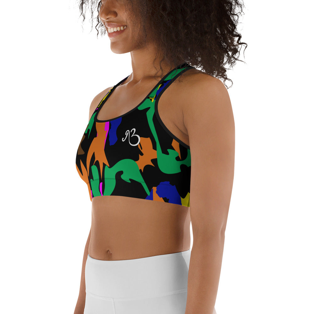 AfriBix Camo Print Sports Bra - Noir