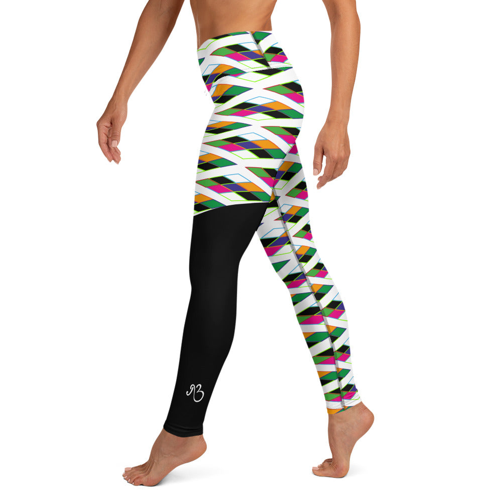 Pyramid Print Fringe Leggings- Snow