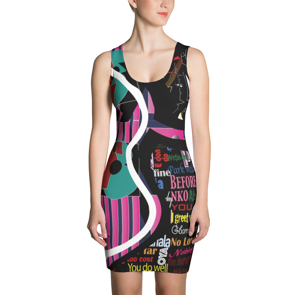 AfriBix Collage Body Con dress