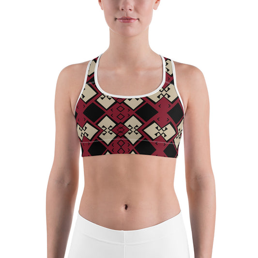 Aztek Print Sports Bra - Ruby