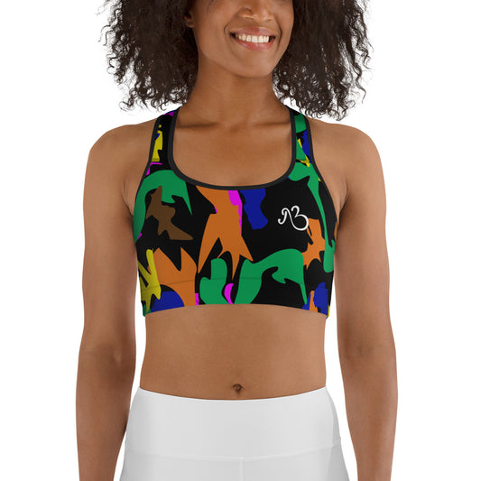 AfriBix Camo Print Sports Bra - Noir