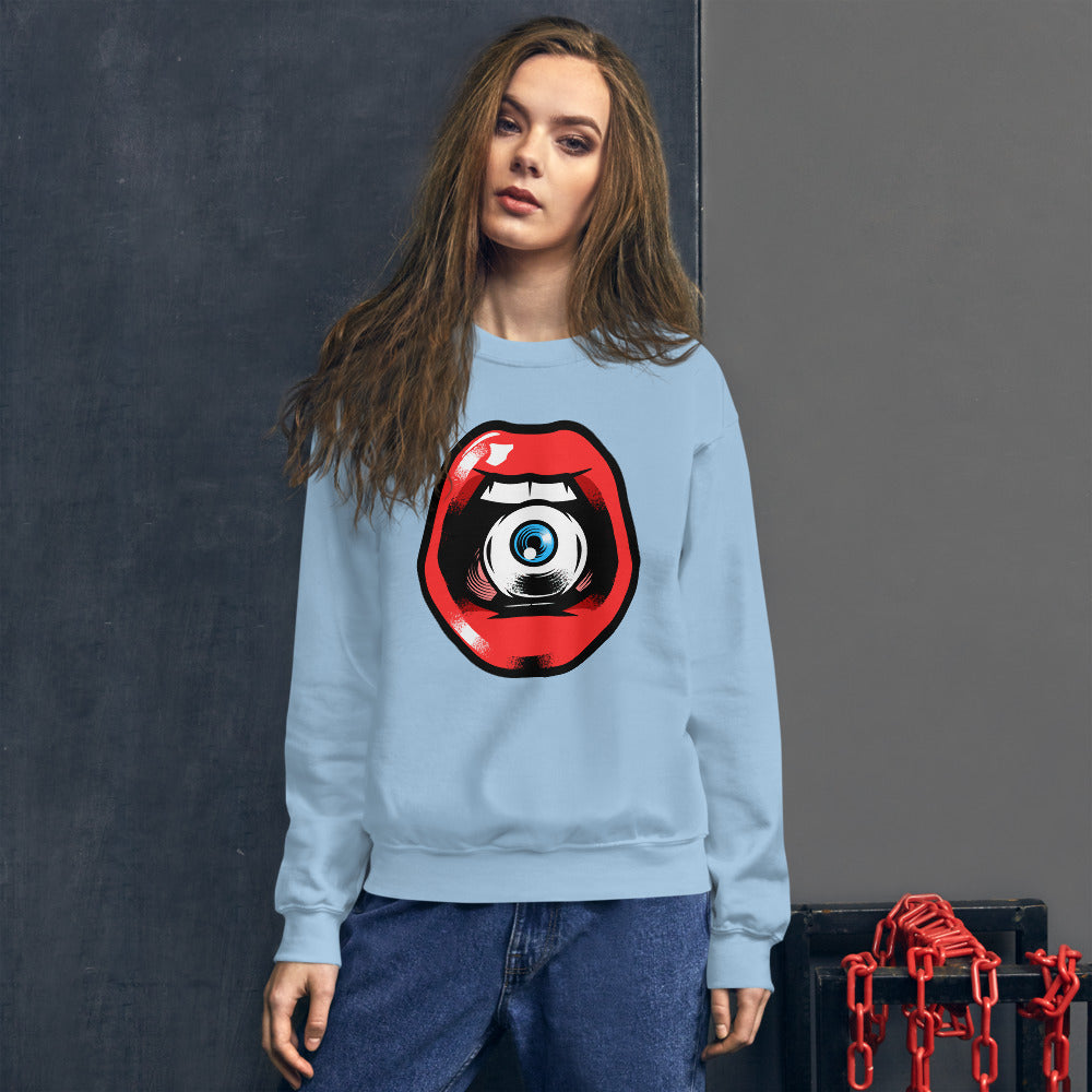 'Speak, I Can See You' Eye in Mouth Comfortable Unisex Sweatshirt