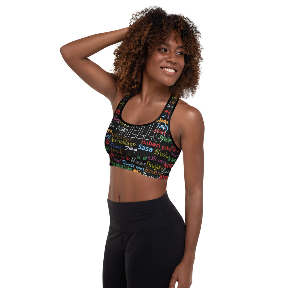 AfriBix Hello Print Padded Sports Bra