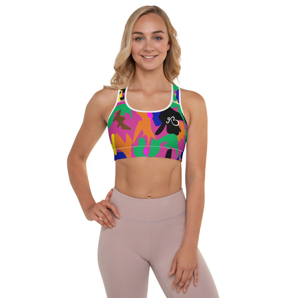 AfriBix Camo Print Padded Sports Bra - Pink