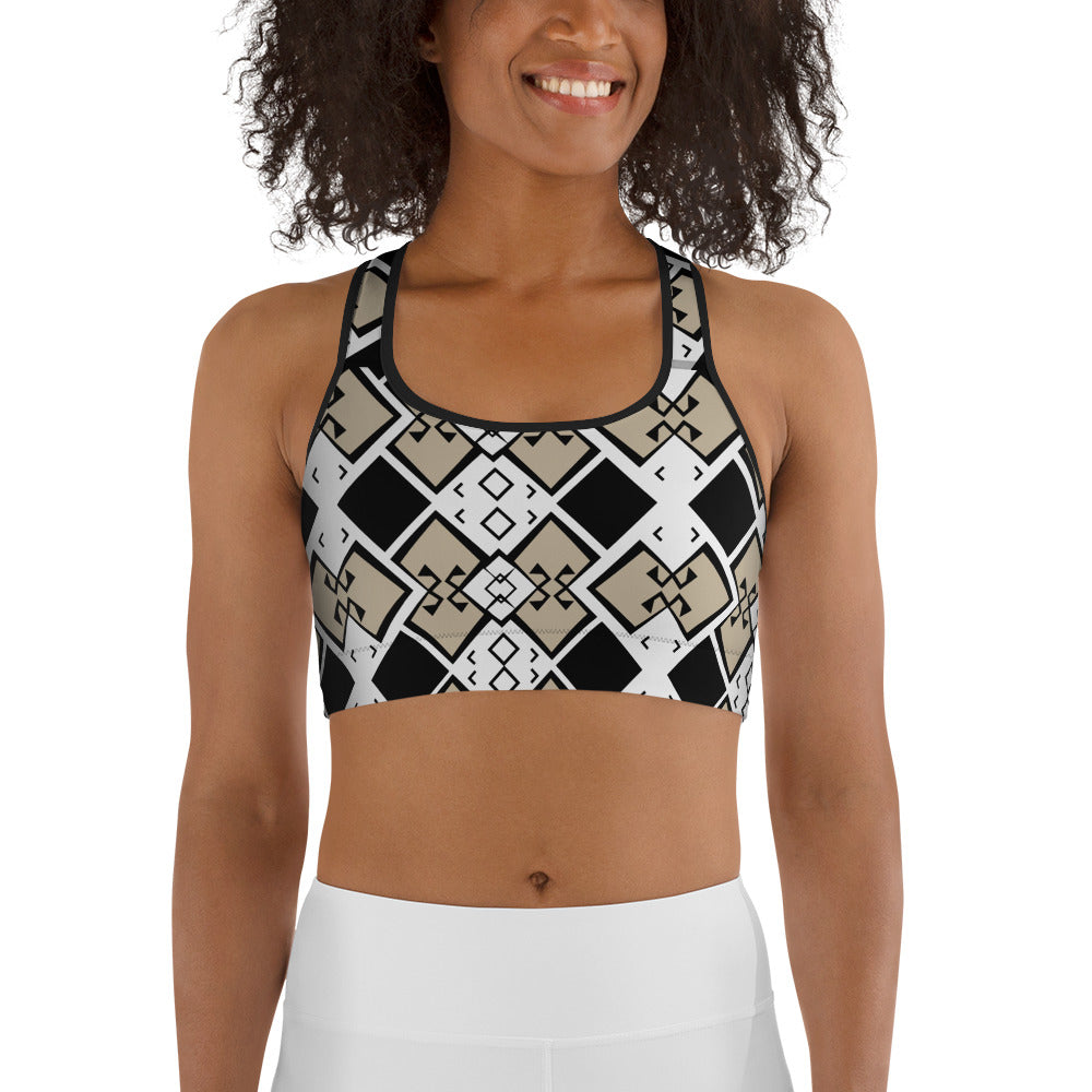 Aztek Print Sports Bra -Snow