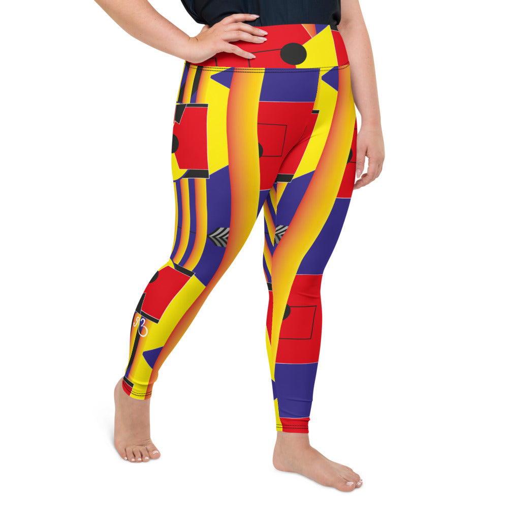 AfriBix Gallery Print Plus High Waist Size Leggings - Orange