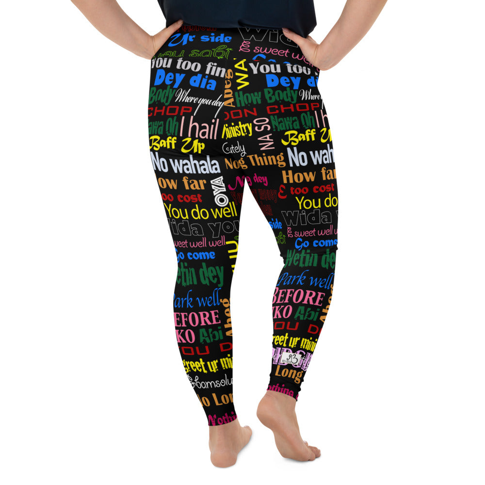 AfriBix Pidgin Print Plus Size High Waist Leggings