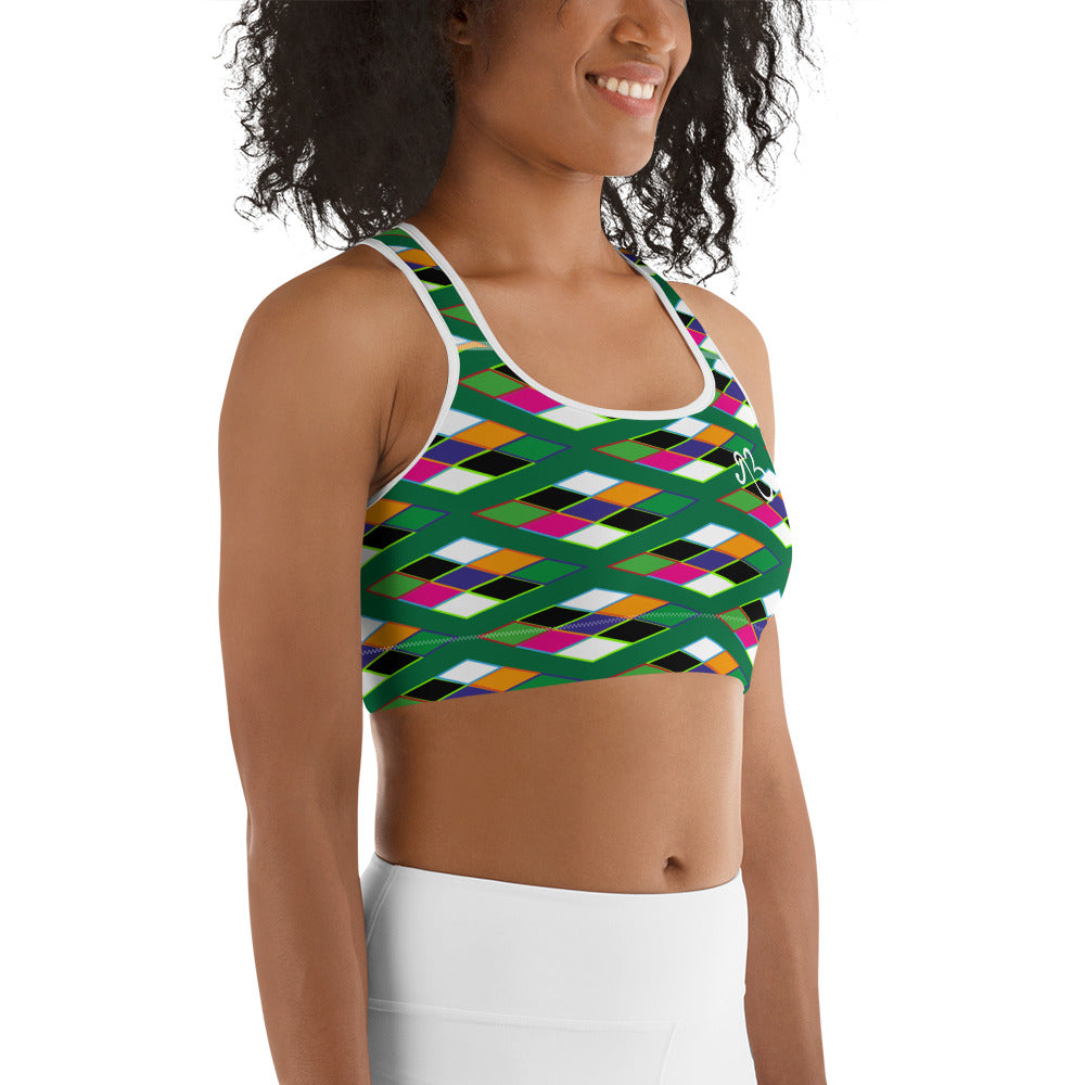 Pyramid Print Sports Bra - Leaf