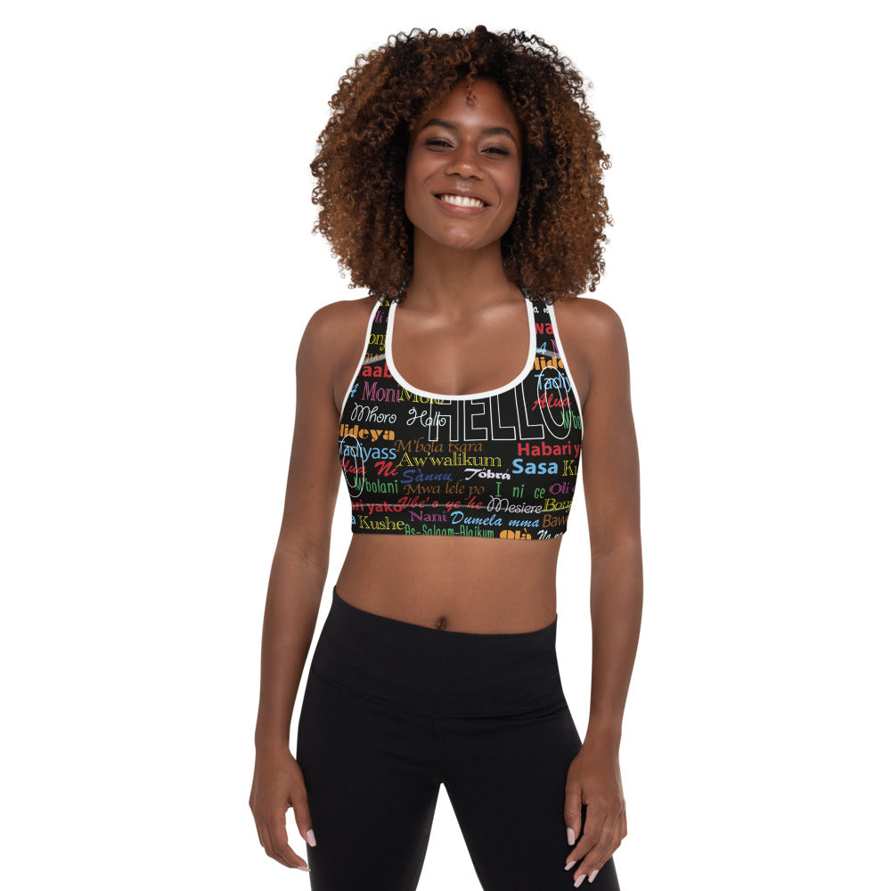 AfriBix Hello Print Padded Sports Bra