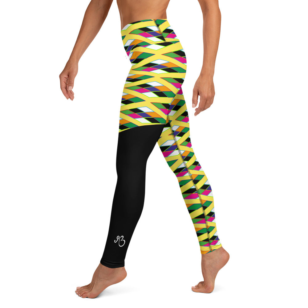 Pyramid Print Fringe Leggings - Sun