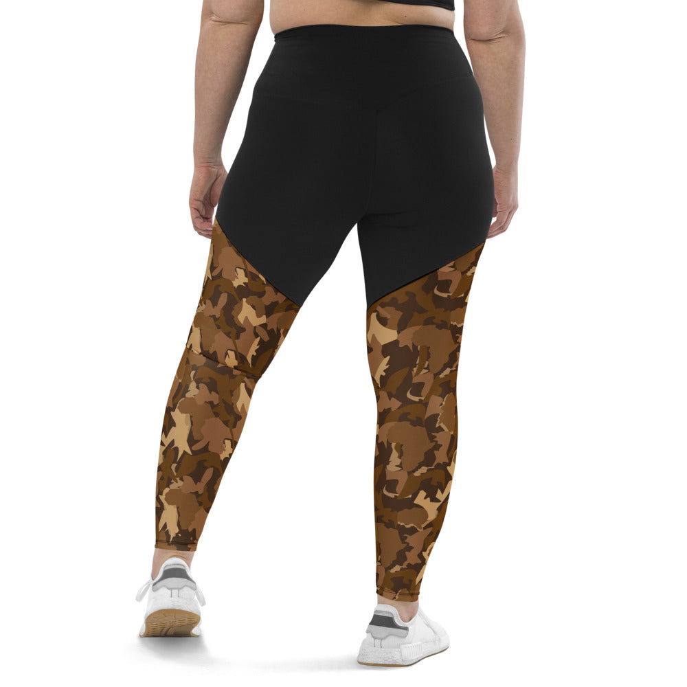 Compression Sports Leggings - AfriBix Nude Camo Print