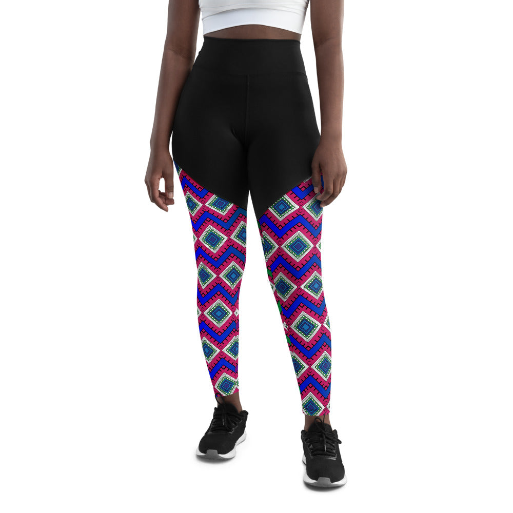 Compression Sports Leggings - Quad Print