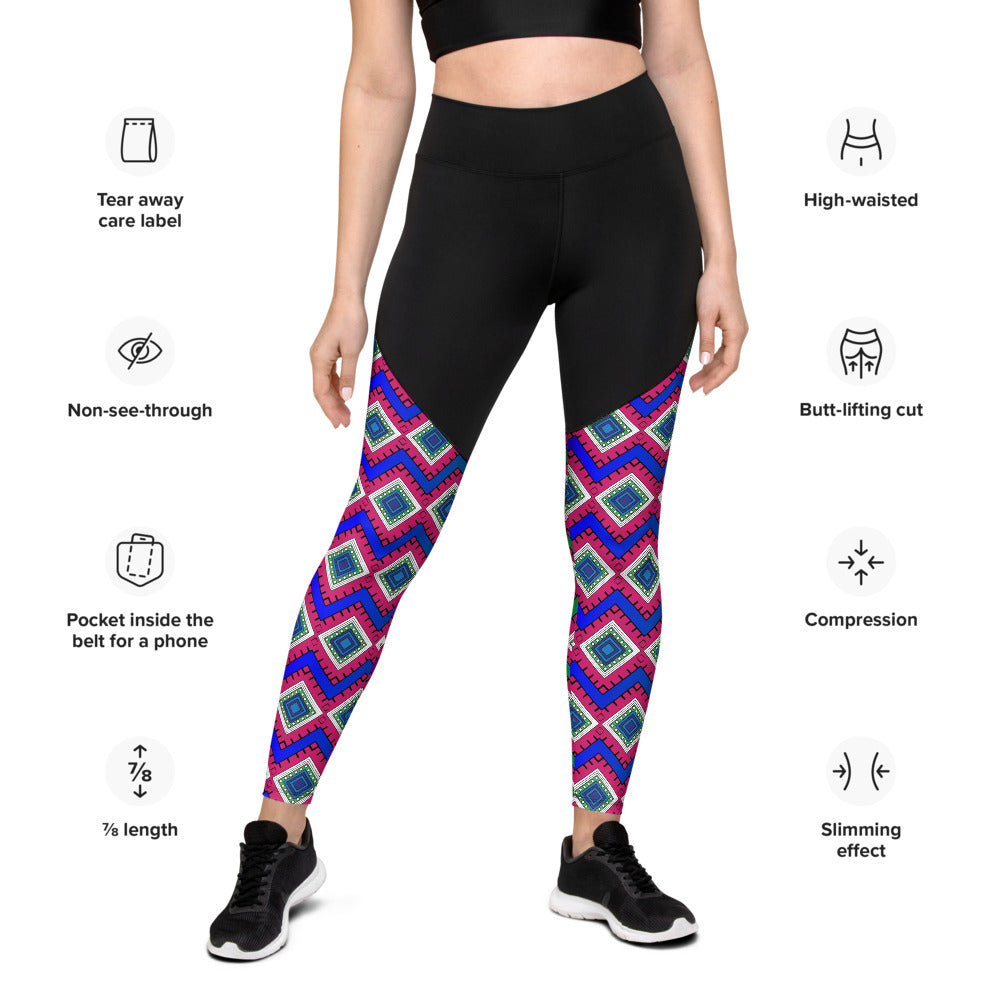 Compression Sports Leggings - Quad Print
