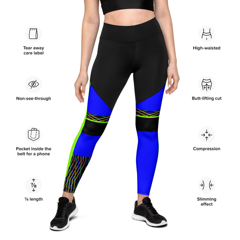 Compression Sports Leggings - Constellation print