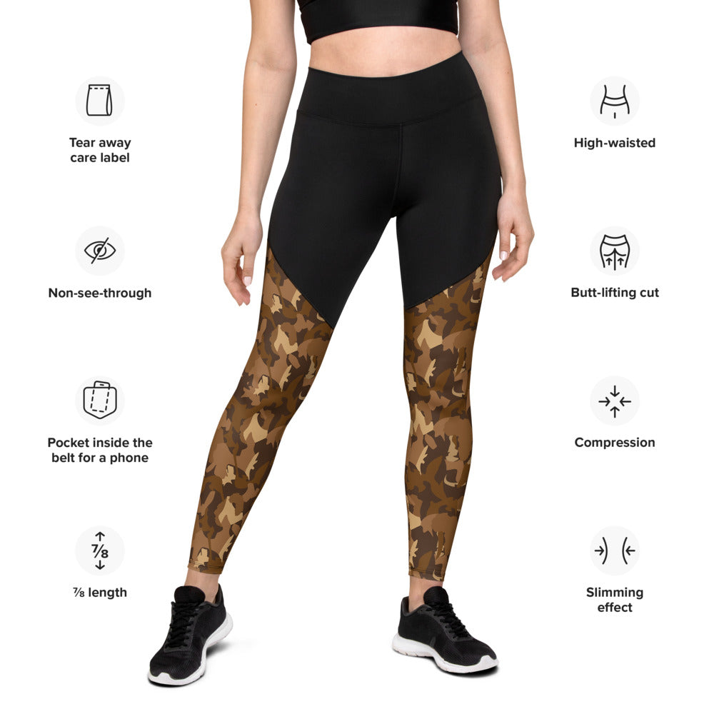 Compression Sports Leggings - AfriBix Nude Camo Print