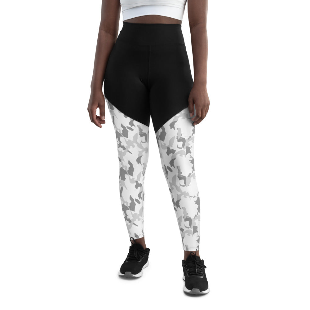 Compression Sports Leggings - AfriBix White Camo Print