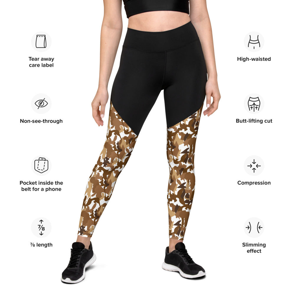 Compression Sports Leggings - AfriBix Nude Camo
