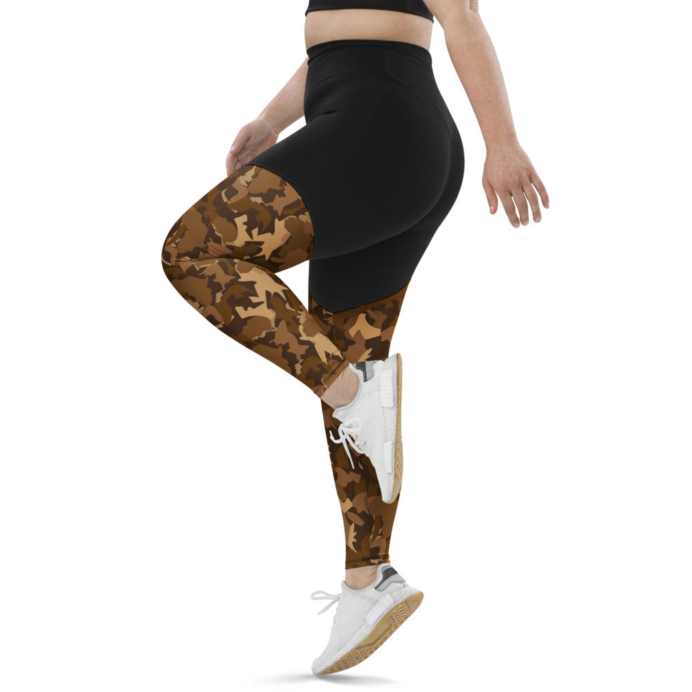 Compression Sports Leggings - AfriBix Nude Camo Print