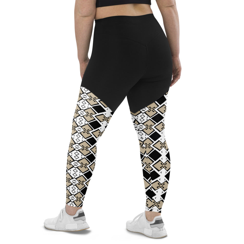 Compression Sports Leggings - Aztek print