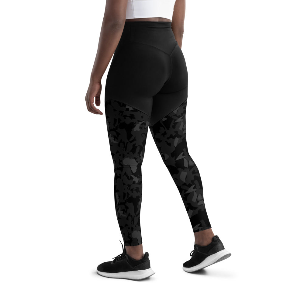 Compression Sports Leggings - AfriBix Camo Noir
