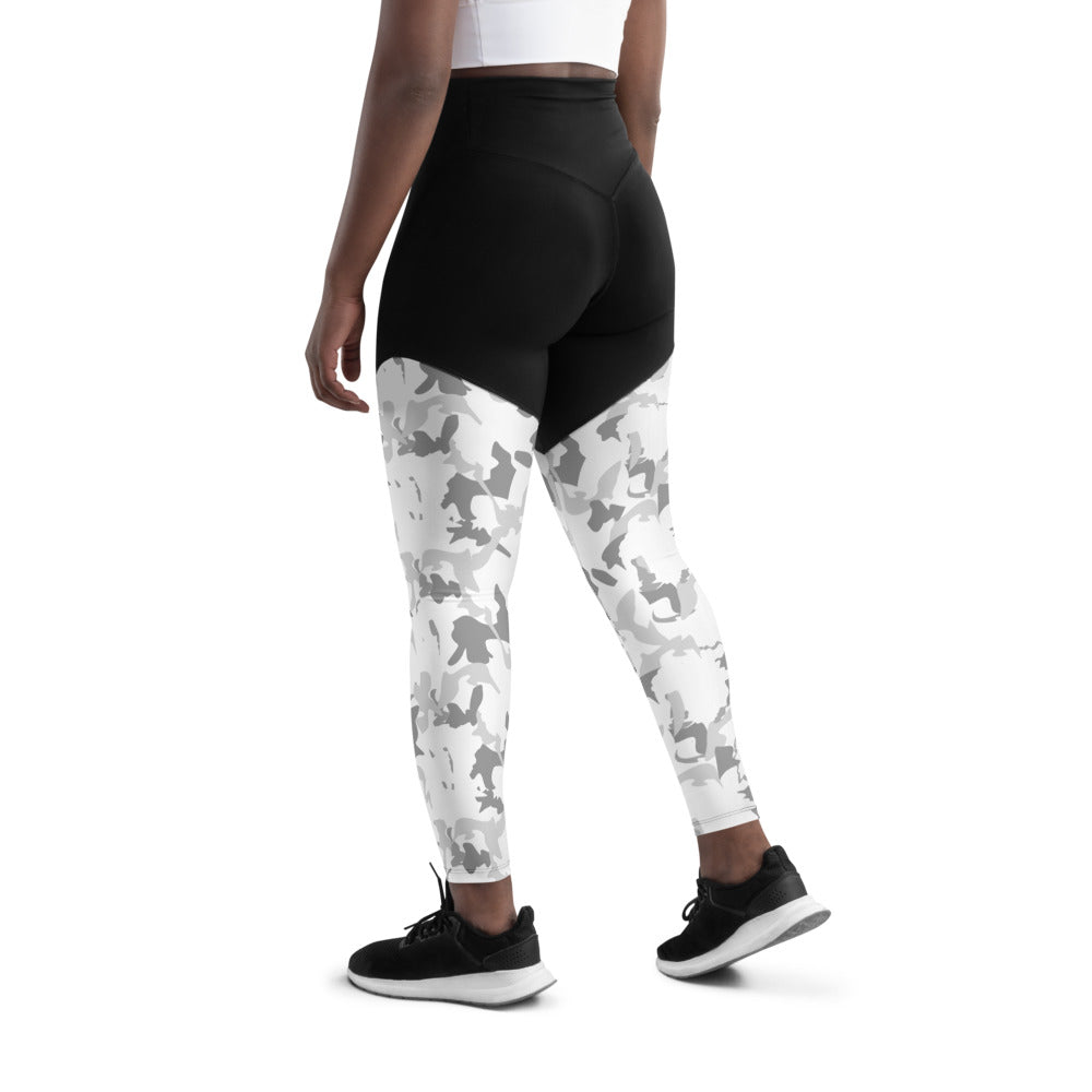 Compression Sports Leggings - AfriBix White Camo Print