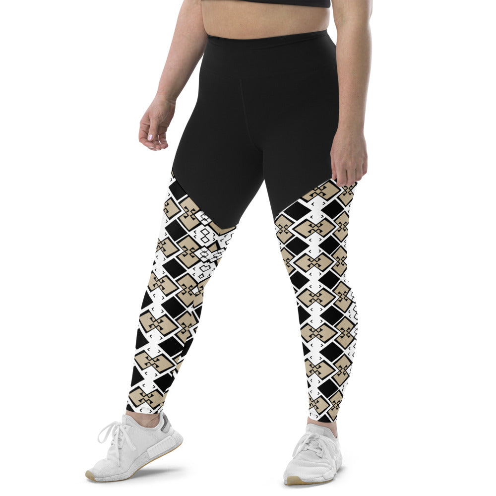 Compression Sports Leggings - Aztek print