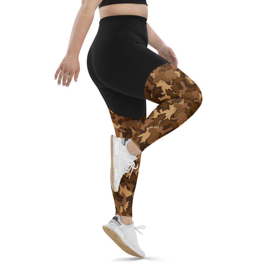 Compression Sports Leggings - AfriBix Nude Camo Print