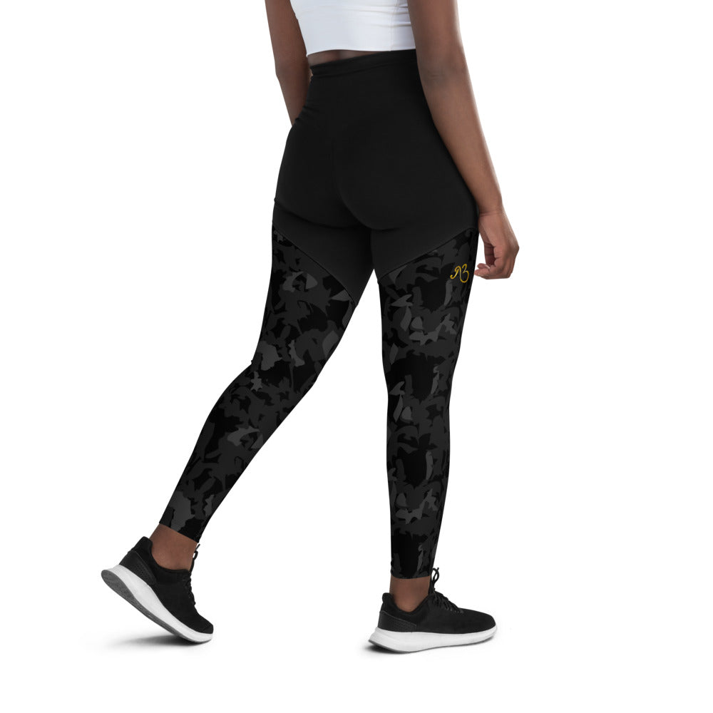 Compression Sports Leggings - AfriBix Camo Noir
