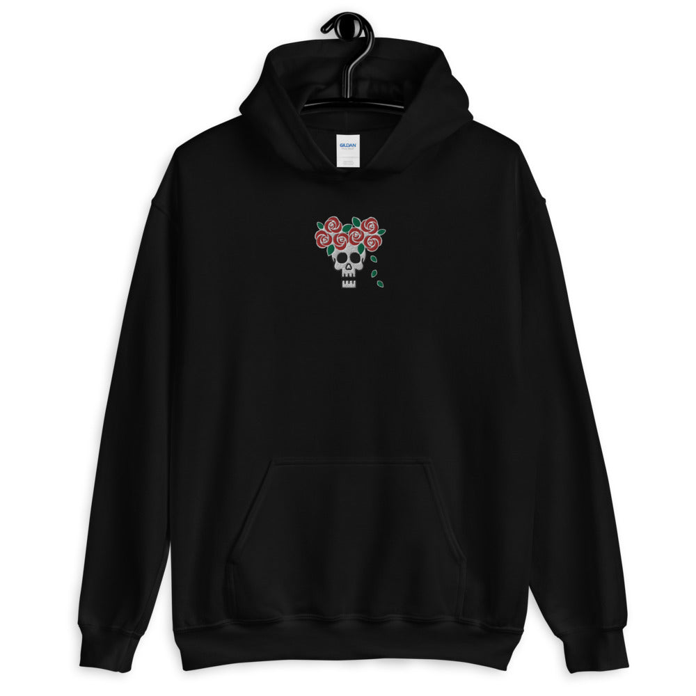 Skull Royalty Flower Embroidered Unisex Hoodie