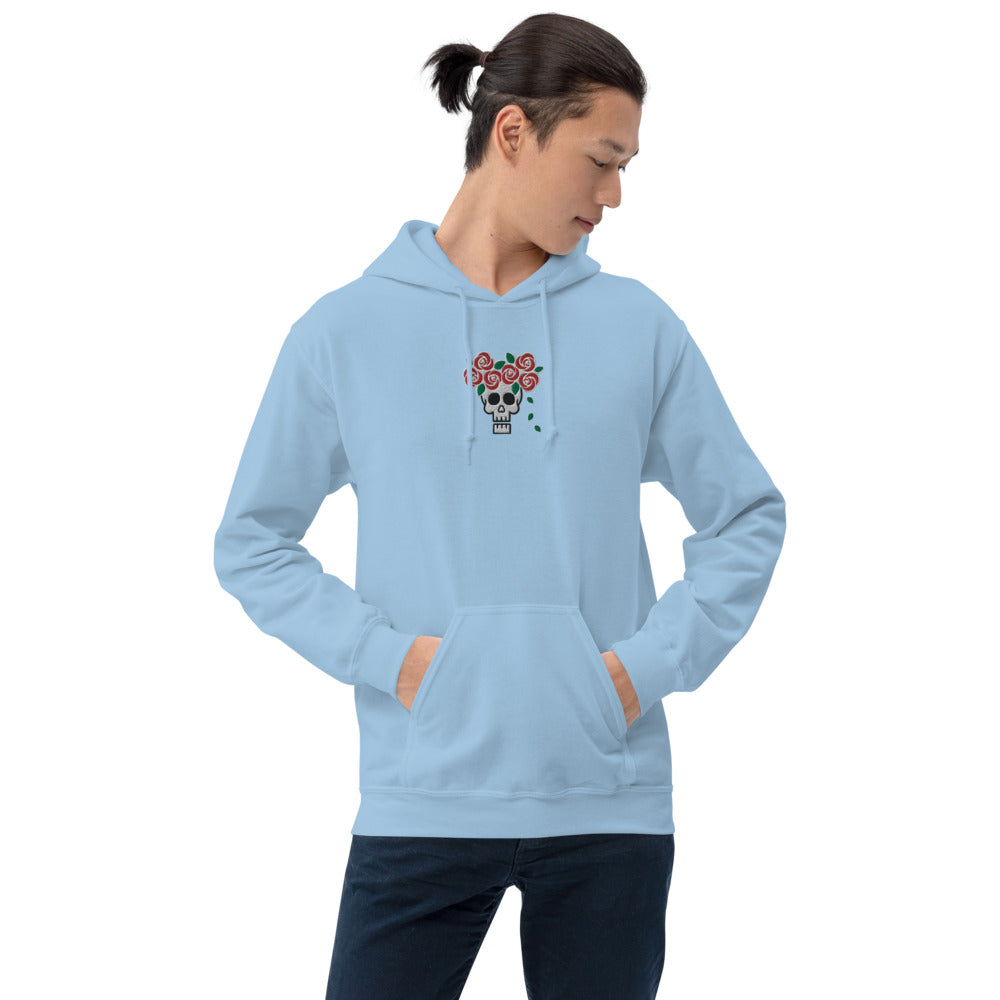 Skull Royalty Flower Embroidered Unisex Hoodie