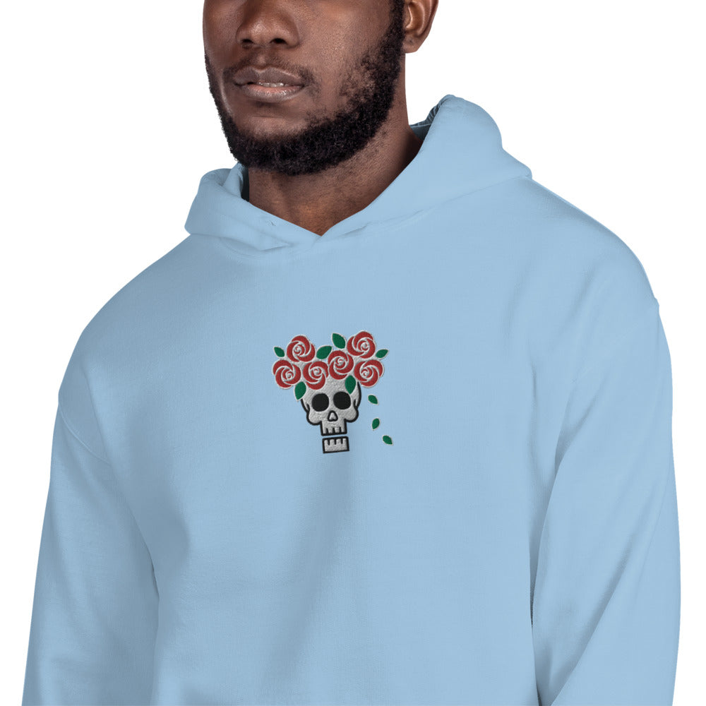 Skull Royalty Flower Embroidered Unisex Hoodie