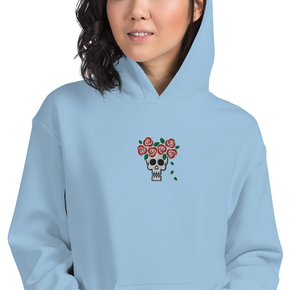 Skull Royalty Flower Embroidered Unisex Hoodie