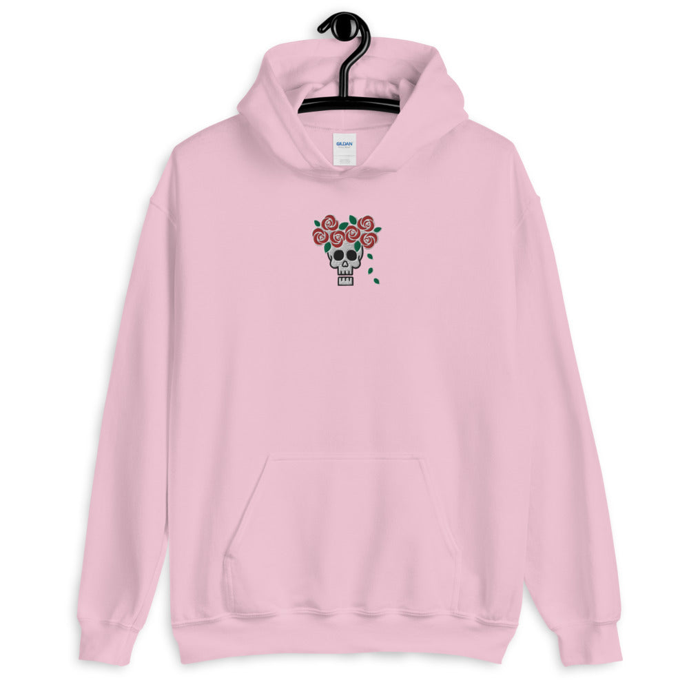 Skull Royalty Flower Embroidered Unisex Hoodie