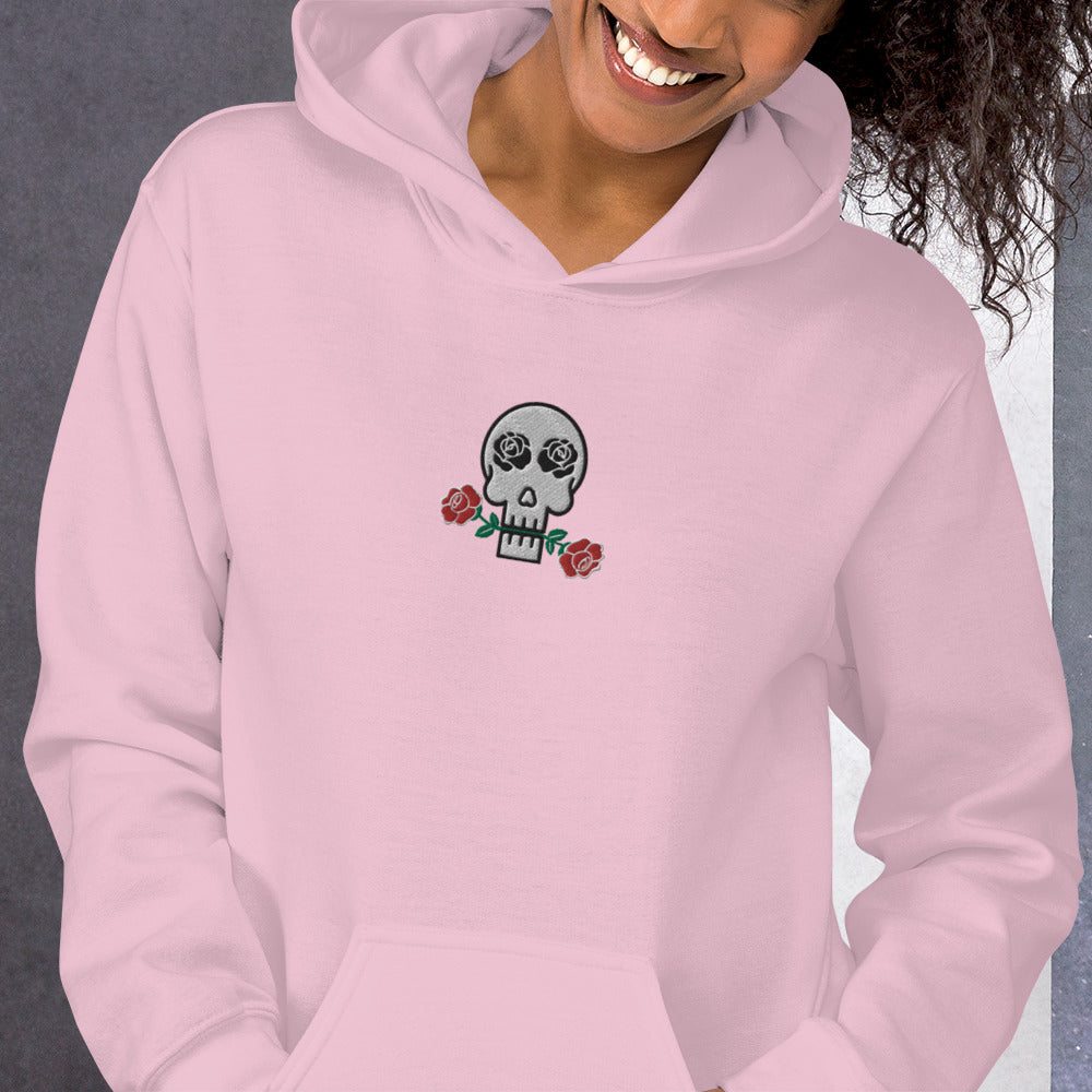 Skulls and Roses Embroidered Unisex Hoodie