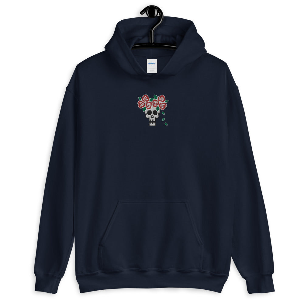 Skull Royalty Flower Embroidered Unisex Hoodie